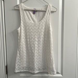 Banana Republic White Herringbone Lace Tank M